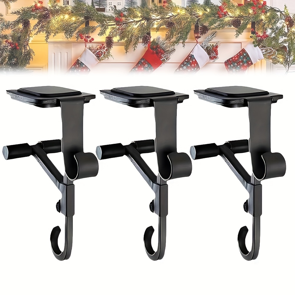 TEMU 2026 New Fireplace Stocking And Garland Hanger - Each Mantle Holder Has 2 Hooks For Dual Purpose - Hold Christmas Stocking And Hang Garland -