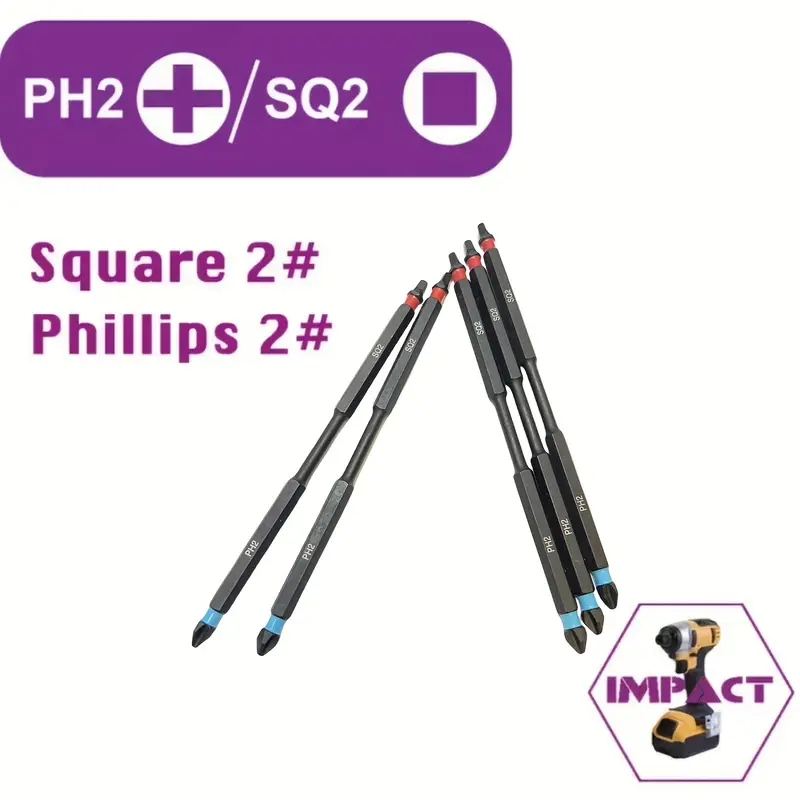 5pcs 6 inch magnetic screwdriver set s2 alloy steel double ph2 and sq2 high torque no battery required Product details 4