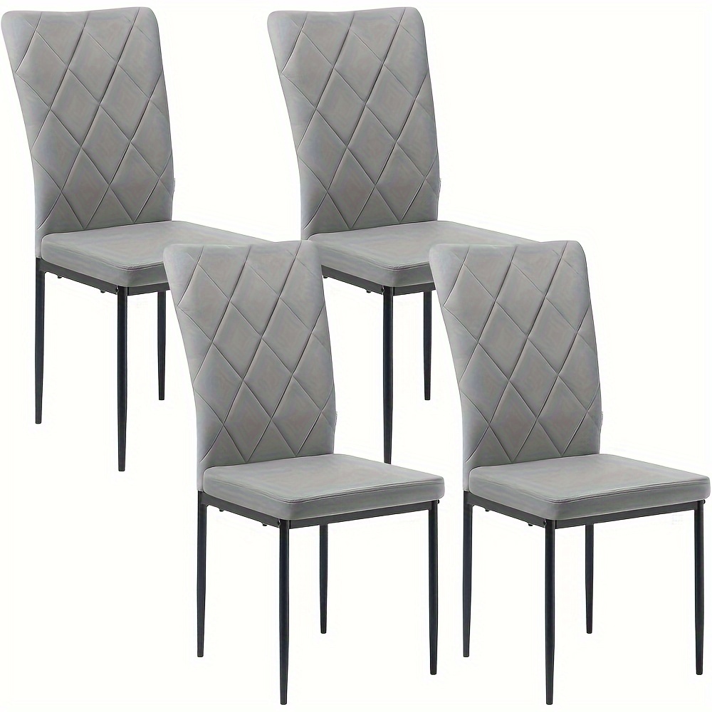 4pcs Modern Velvet Dining Chairs With High Back & Thick Cushioned Seat - Soft Foam-padded Kitchen Chairs Suitable For, Cafe, Restaurant - Assembly, Metal Legs