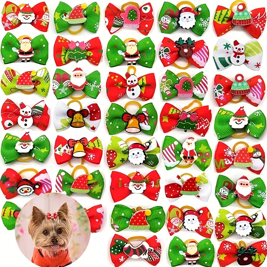 

1set/50pcs Dog Bows Grooming Dog Accessories Bows Pet Dog Bow For Halloween Fall 's Day Easter Decor Christmas Pet Dog Tie Bow Headdress Snowman