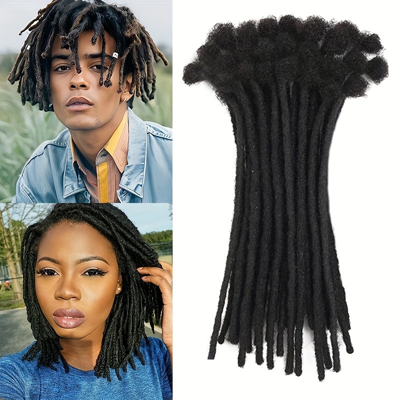 

6-10 Inch Synthetic Dreadlock Extensions - Handmade, 15 Strands Crochet Braids For Men & Women, Black Reggae Style