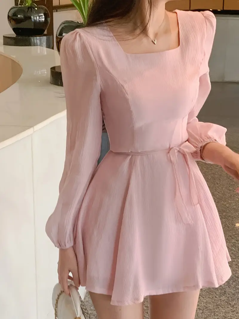 womens casual short square neck long sleeve pink mini dress - Temu United Arab Emirates womens casual short square neck long sleeve pink mini dress - Temu United Arab Emirates