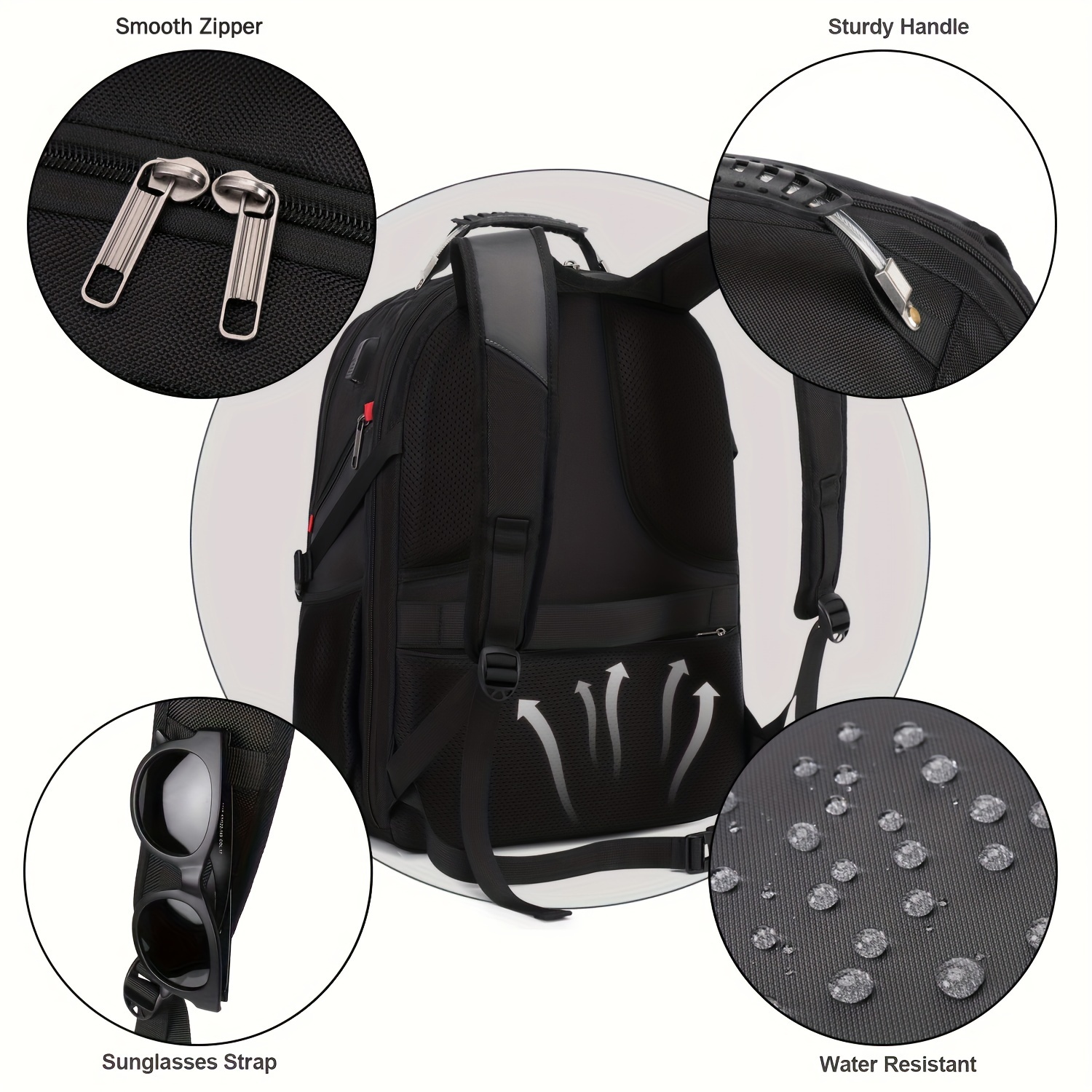 large capacity travel backpack unisex zipper laptop backpack college bookbag business work storage rucksack