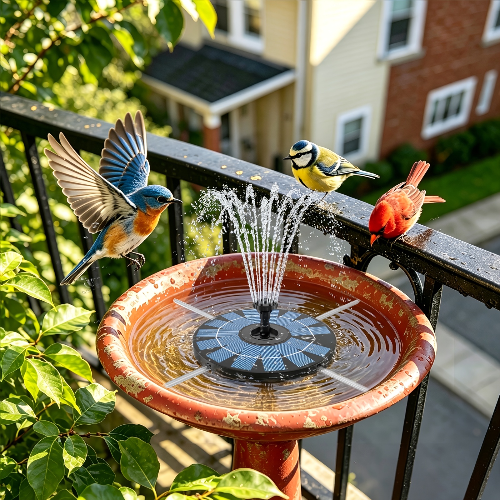 TEMU Bird Bath Fountain, Solar-powered , Ipx8 Solar Water Feature For Pond Terrace Pool Courtyard , Easy Setup Bird Outdoor Decor With For Landscapes