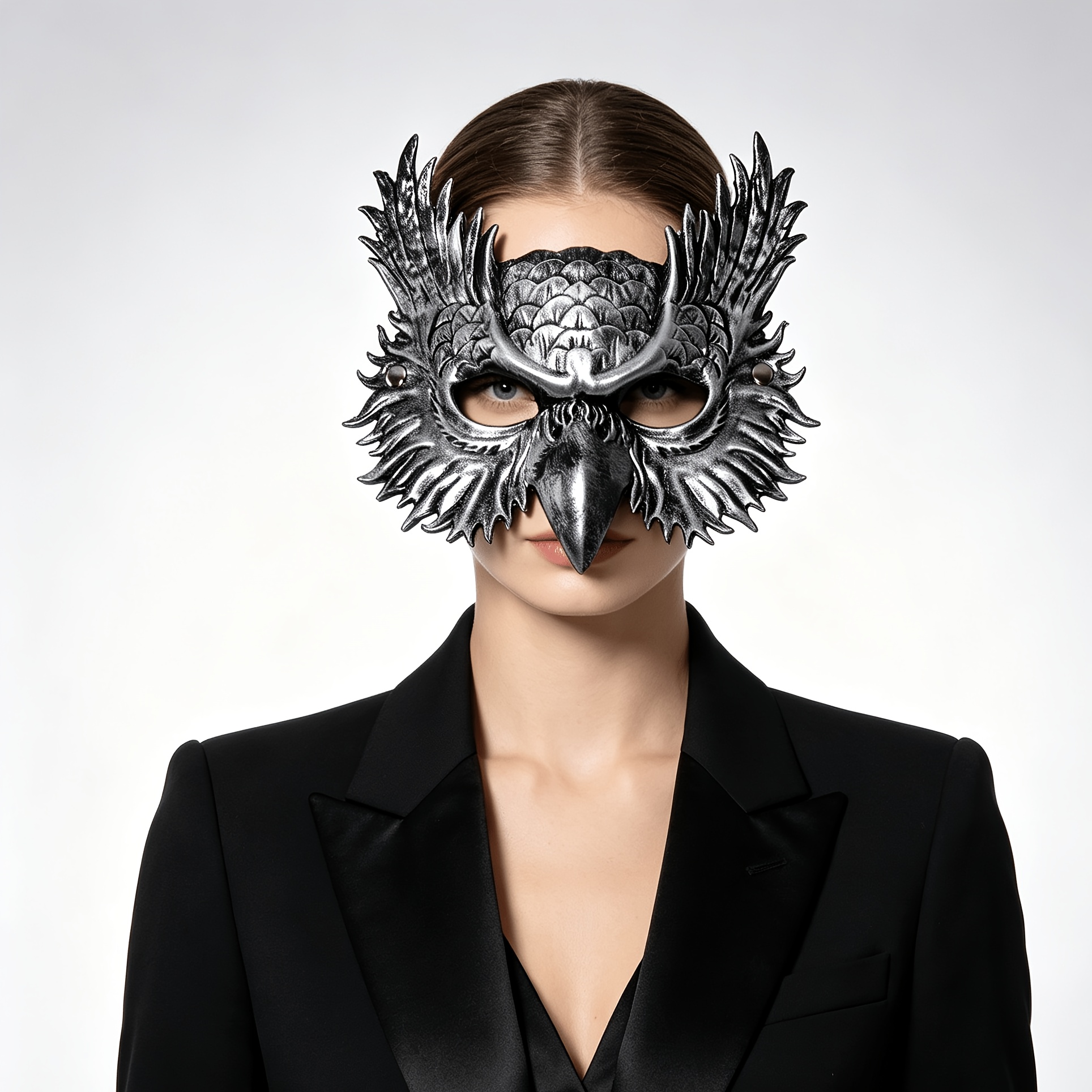 Golden Silvery Halloween Owl Half Face Masks Set