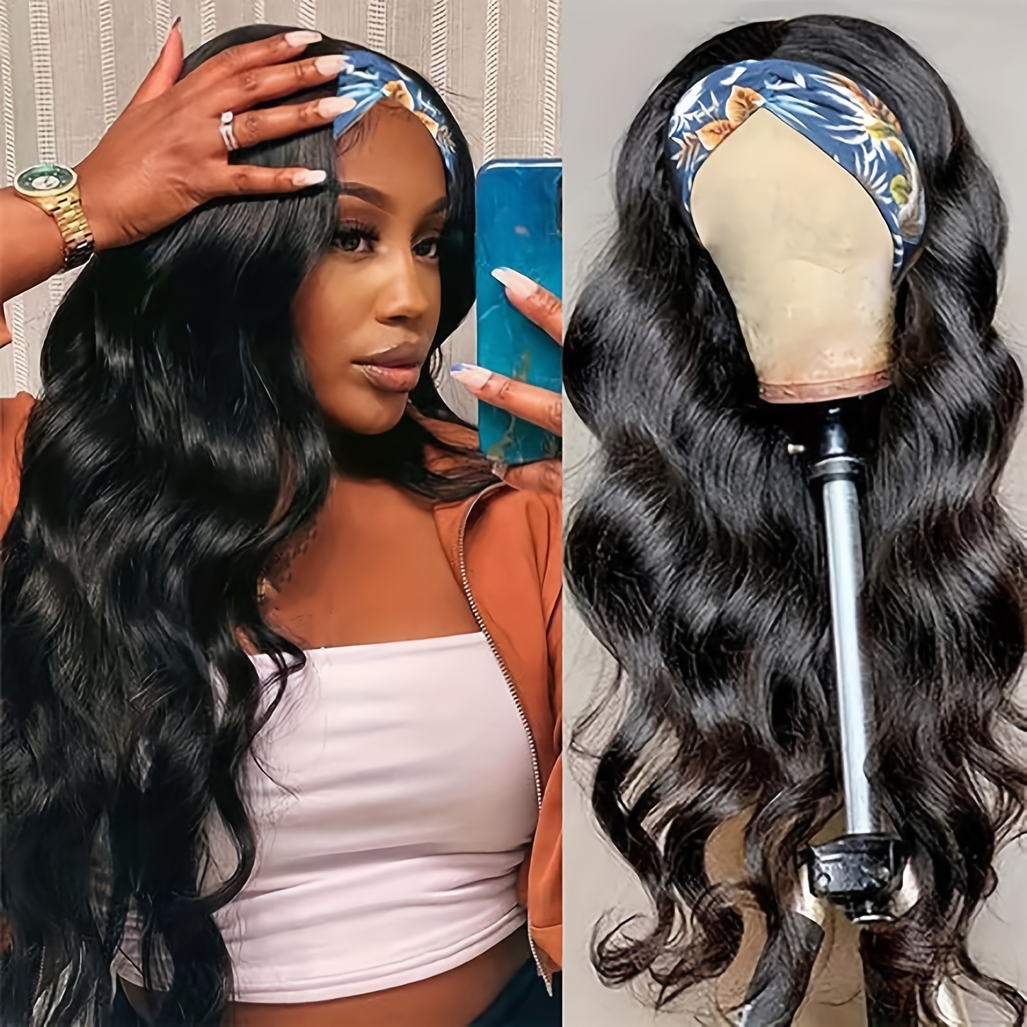 body wave headband wig human hair women no lace front wigs  display picture 3