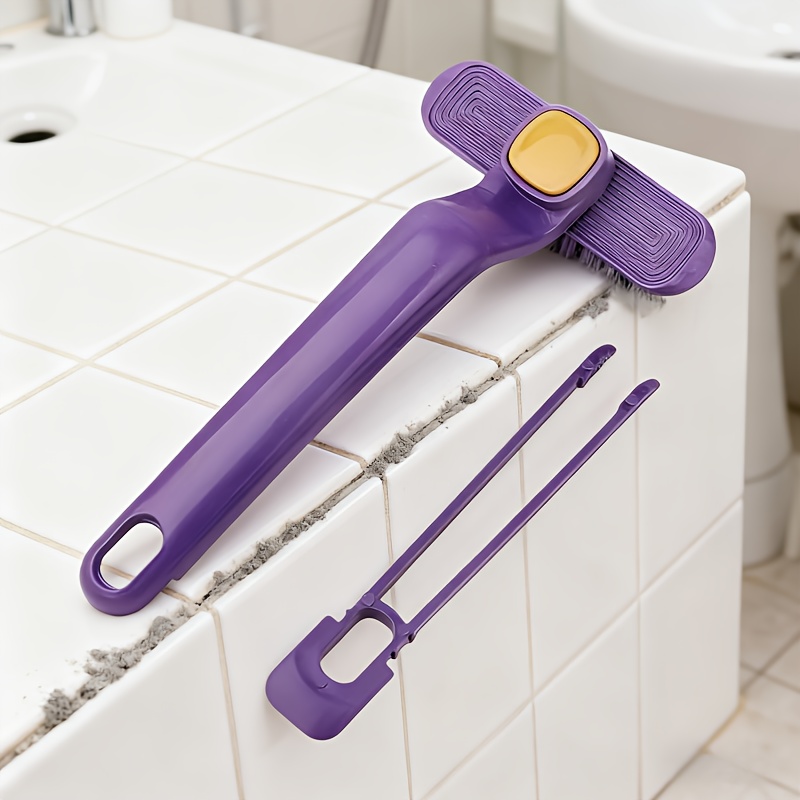 1  in 1 rotating cleaning brush multifunctional with   capabilities for   corner 360 degree hard bristle brush v shaped joint durable purple plastic material ideal for bathroom tiles and wall   cleaning
