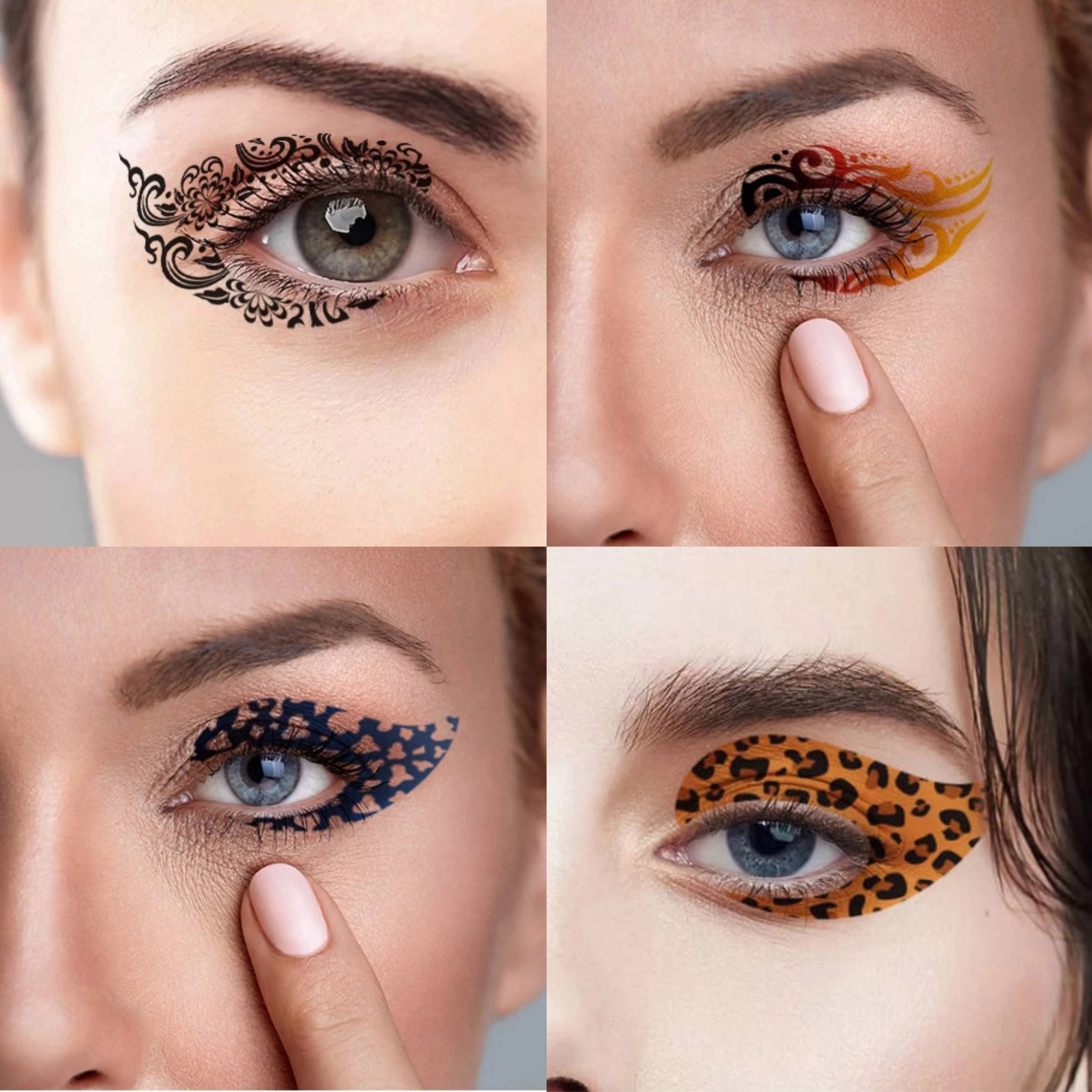 

8pcs Eye Patch Tattoo Patch Party Removable Eye Waterproof Temporary Face Patch, Realistic Temporary Tattoo Sticker, Used For 2 Days, With Makeup, Makeup. For