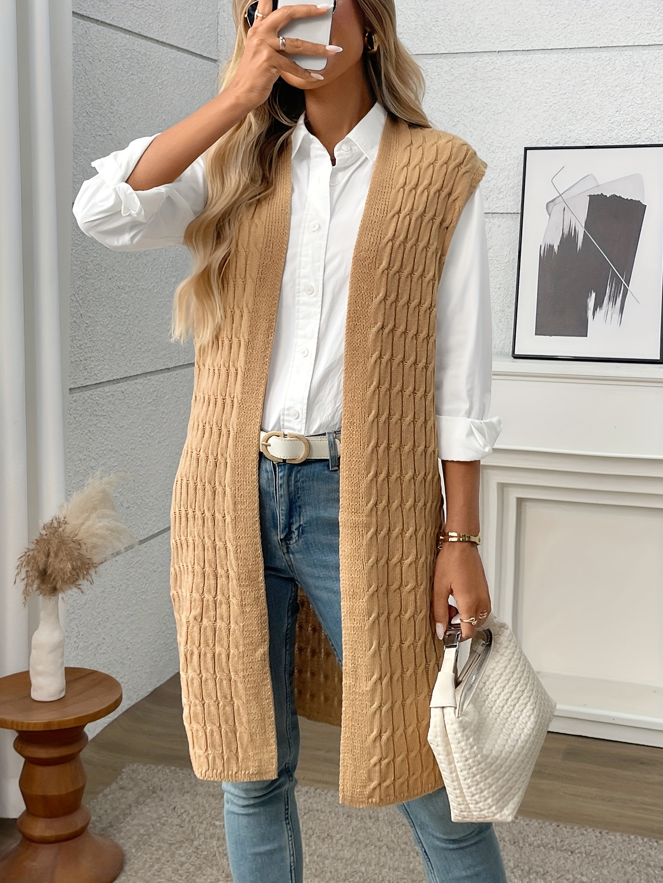 langer ärmelloser cardigan Kostenloser Versand für Artikel, die