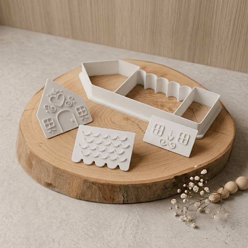TEMU 1 Set Miniature House-shaped Polymer Clay Molds & Cutting Tools - Plastic Suitable For Diy Crafts, Dollhouse Miniature Building, Photography