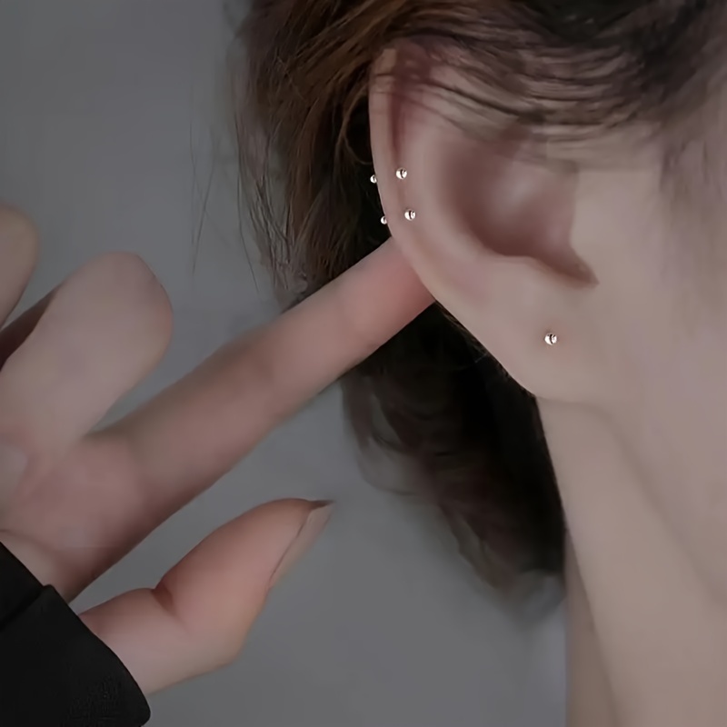 2 Pcs Set Tiny Beads Stud Earrings, Leisure Style