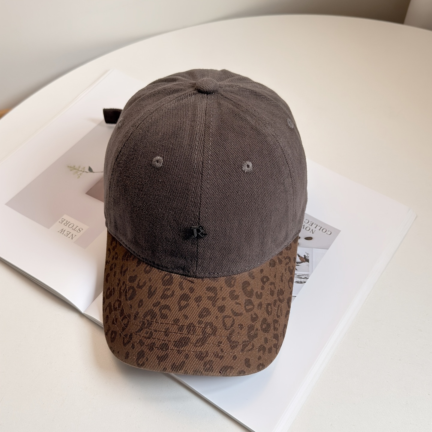 TEMU Men's And Women's Fashionable Casual Versatile Duckbill Hat American R-letter Color Leopard Print Brim Soft Top Baseball