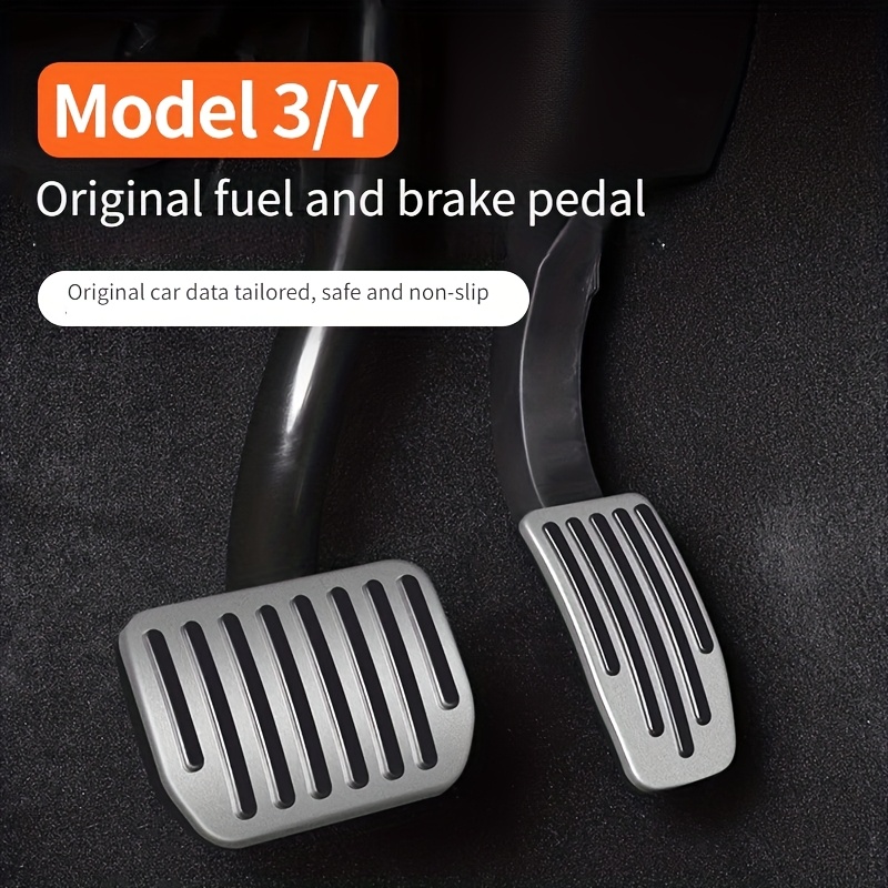 TEMU 1 Set Of Aluminum Alloy Rest Covers For Model 3/y Interior Accelerator And Brake Pedals, Interior Modification Additions