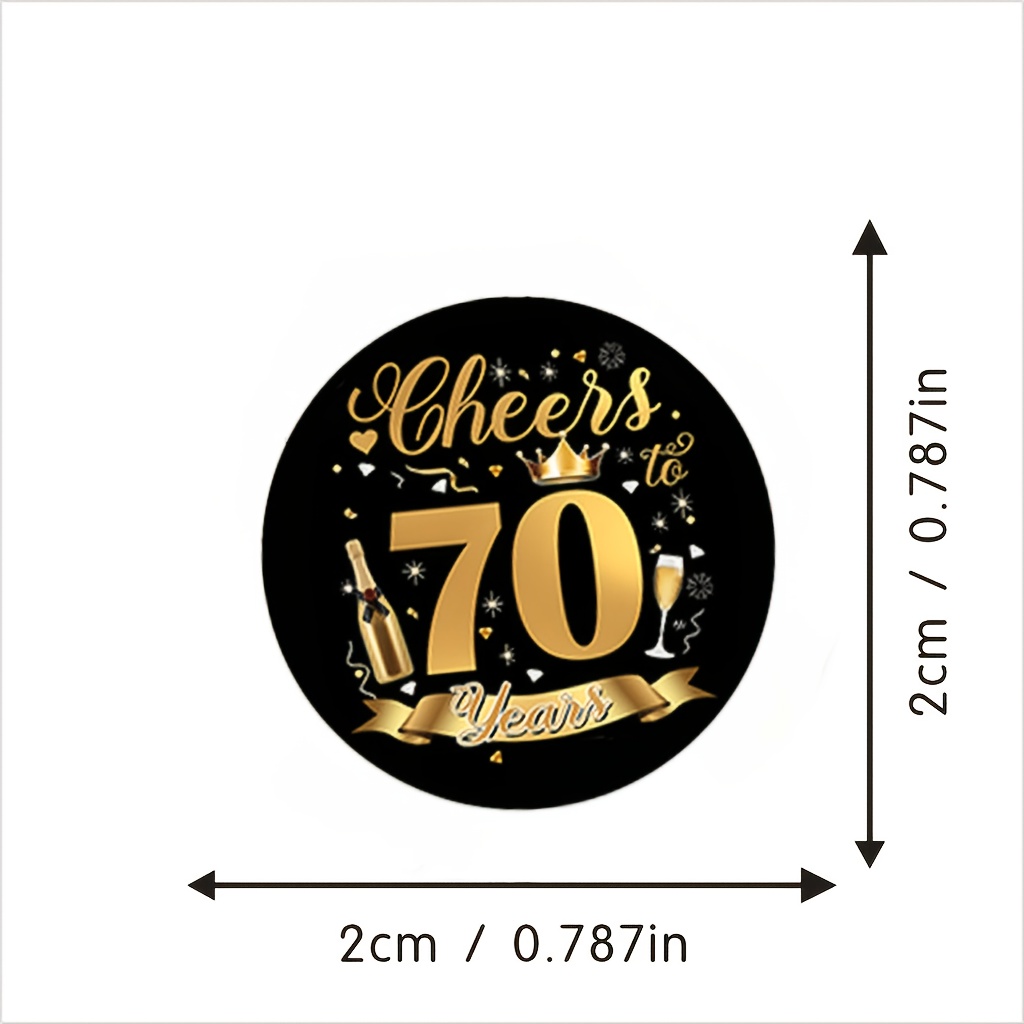 Image of 160pcs Of 70th Birthday-themed Round Stickers, Featuring For Celebration Decorations. Suitable For Invitations, Gift Wrapping, Party Decor, Greeting Cards, Etc., To Highlight Milestone Celebration