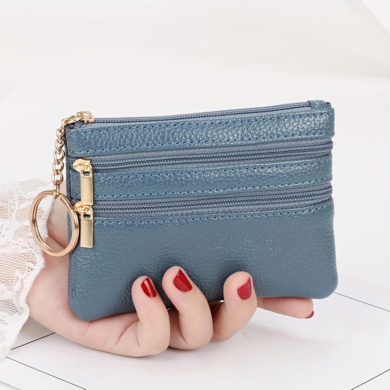 Coin Purse With Golden Zipper And Ring Handle - Multi-functional Wallet For Keys And Cash, , Coin Organizer | Sleek Accessory | Durable Zipper Closure