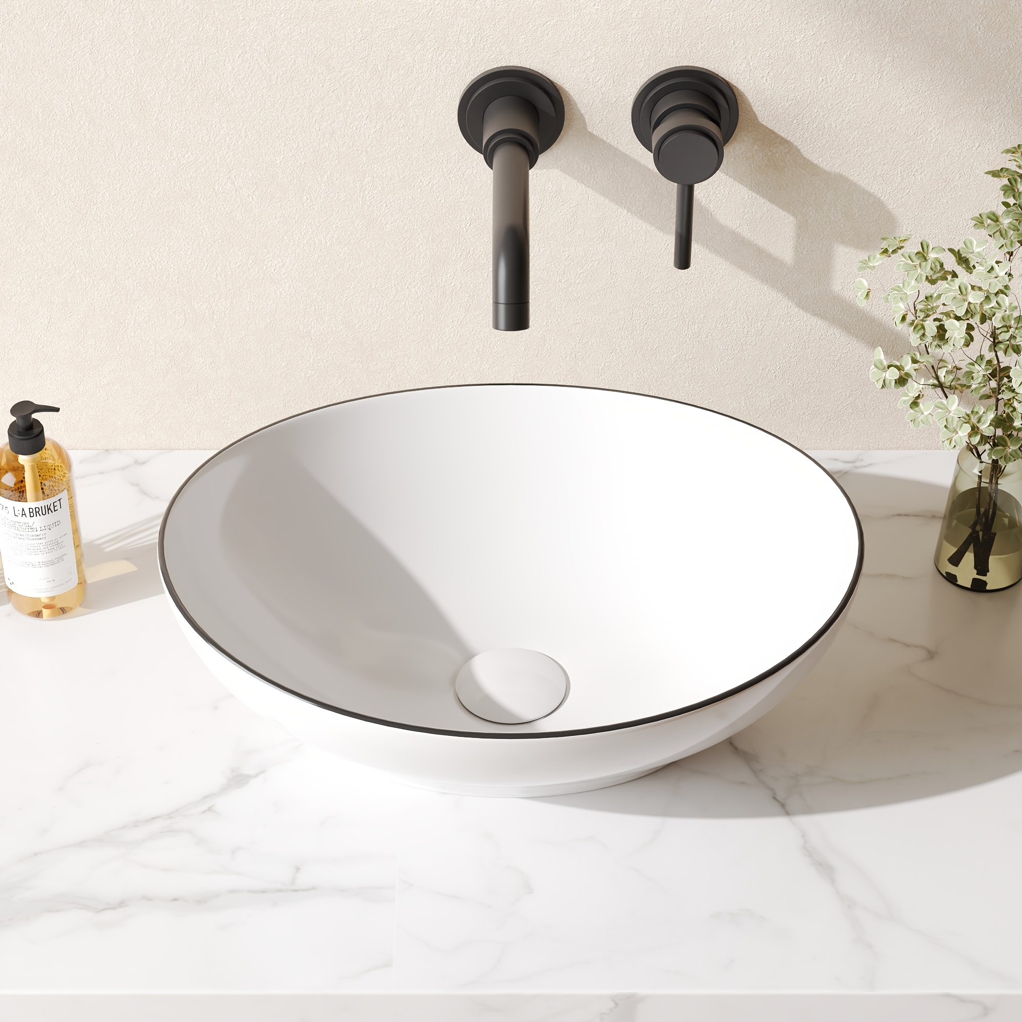 Deervalley Oval Countertop Basin 41 X 33.5cm, White Vessel Sink, Modern Above Counter Wash Basin, Table Top Bathroom Sink, Small Hand Wash Basin For , , Guest Wc & Small Bathroom