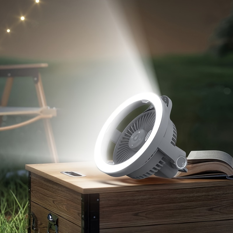Camping Fan, Lighting Fan Portable with SOS Rescue Light & 2A Fast Charging Power Bank, 10000Mah 20.32 cm Battery Operated Rechargeable USB Fan, 4-Speed Wind Adjustment