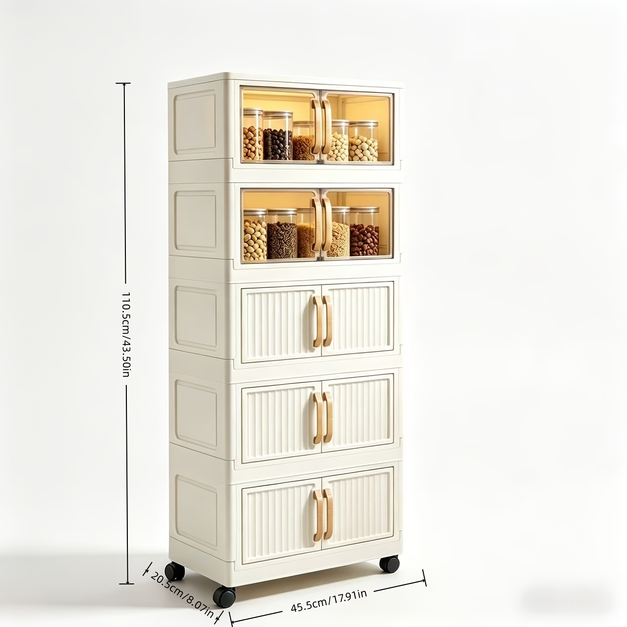 A Five-story Ultra-large Capacity Cream-style Storage Cabinet with Compartments! Equipped with Wheels for Mobility, It Can Store All Clutter In Bedrooms, Living Rooms, And Bathrooms