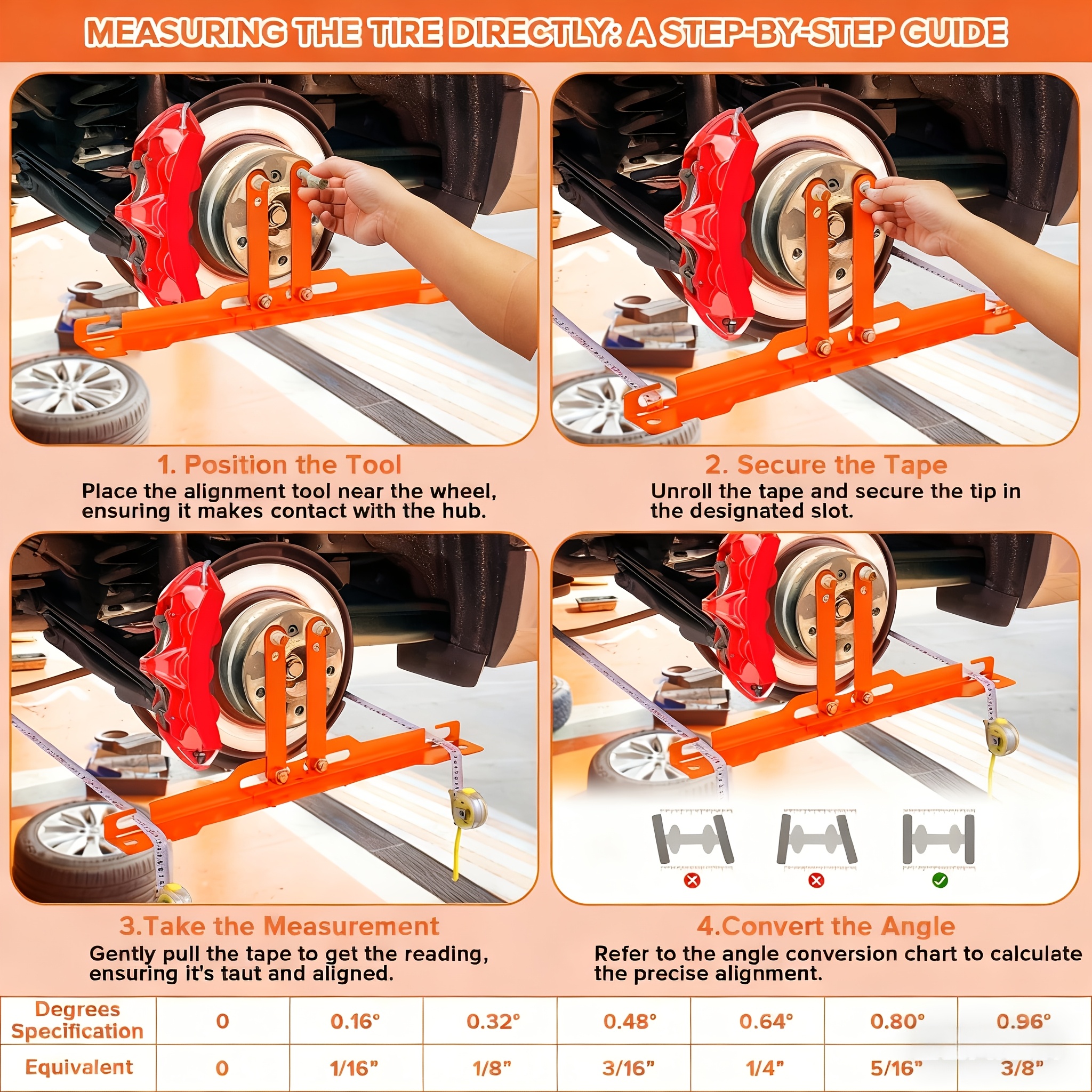 Paired Wheel Alignment Tool with 4 Extended Fixing Plates