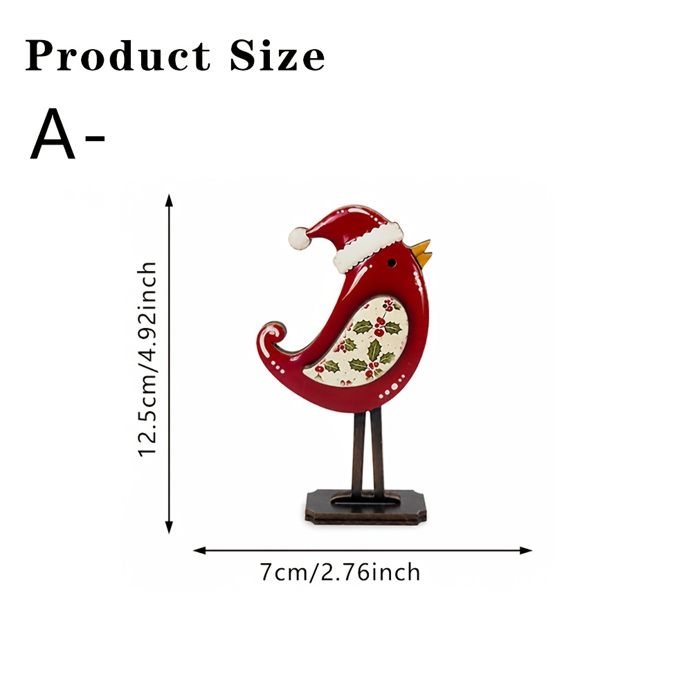 TEMU Christmas Bird Sculpture, Festive Holiday Tabletop Decoration, Cute Reindeer Santa Hat Bird Sculpture, Christmas Kitchen Fireplace Shelf