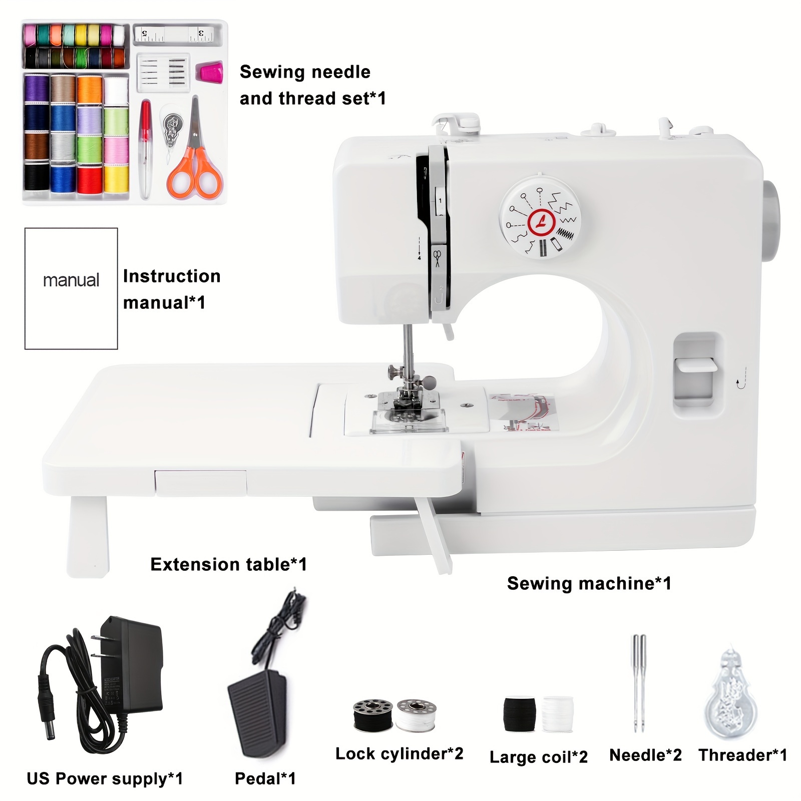 TEMU Mini Sewing Machine, Electric Portable Sewing Machine For Beginners, 12 With Foot Pedal & Sewing Kit, Electric Mini Sewing Machine