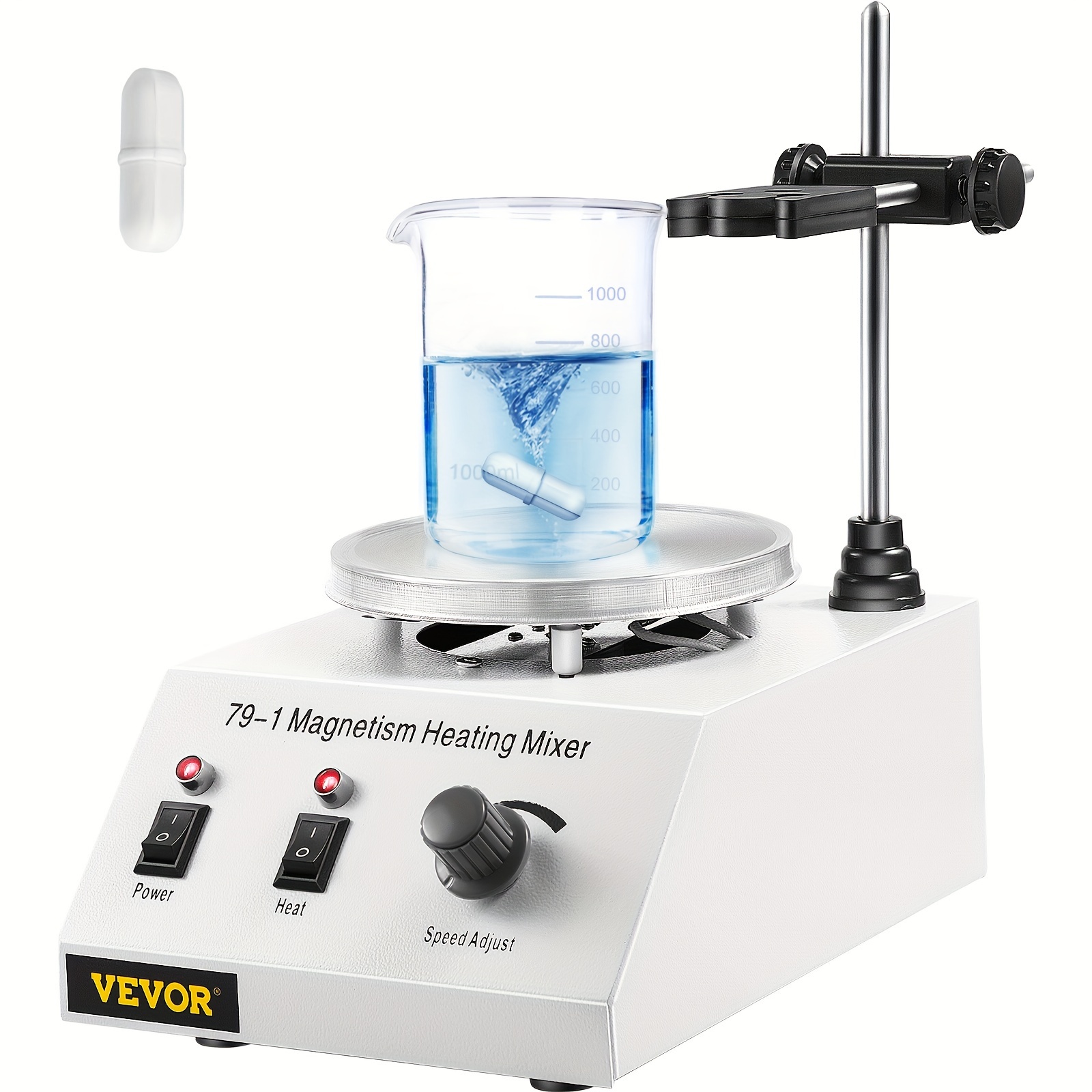 

Vevor Magnetic Stirrer 250w Heating Hot Plate With Magnetic Stirrer 0-1600 Rpm Adjustable 1000ml Lab Magnetic Stirrer Mixer With Stand Support, Stirring Bar