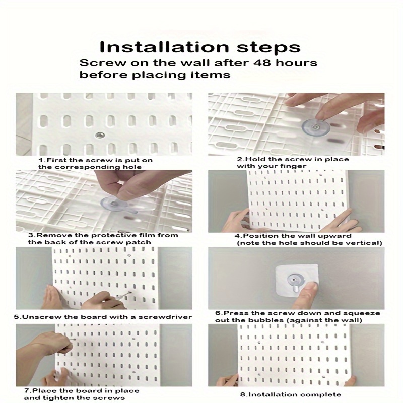   plastic pegboard no hole wall mounted storage box for dorm room kitchen bathroom bedroom office mini   organizer details 0