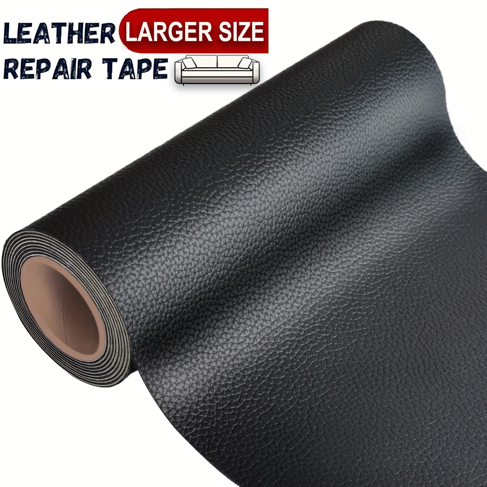 Image of Large Roll Faux Leather Repair Patch Tape - Heavy-duty Pvc Leather Self-stick Diy Repair Kit (15.75"x54.4"/40x137cm) Instant Tear Fix For Sofa, Car Seats, Jackets, Bags, Shoes, Vinyl