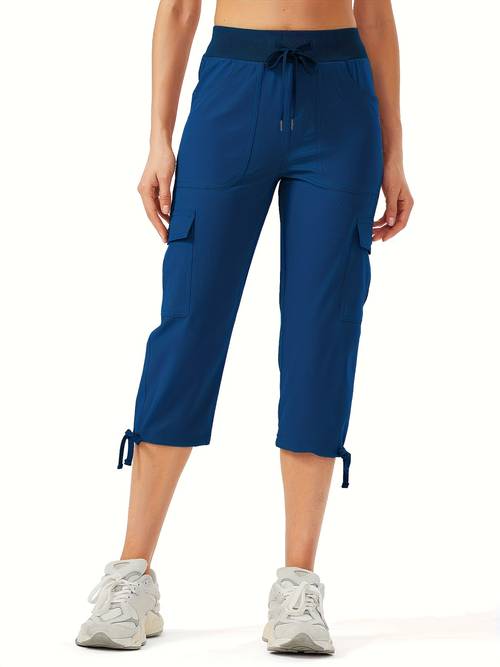 plus size womens hiking cargo capri pants lightweight quick dry athletic travel casual upf 50 button pockets