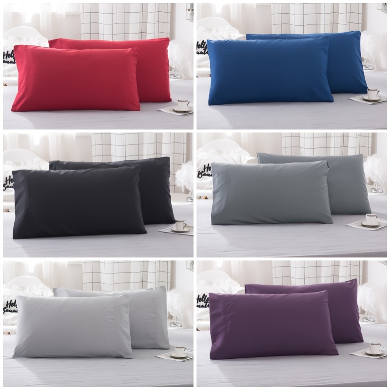 

2pcs Soft Brushed Microfiber Pillowcases (no Core), Solid Color, Easy Care, Envelope Closure Pillow Covers