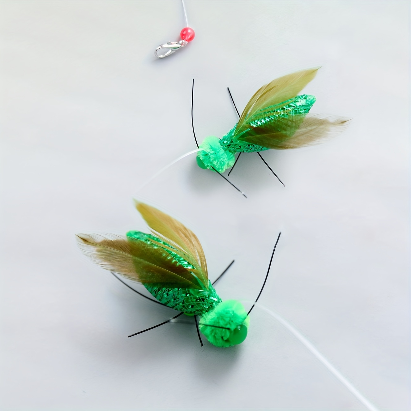 1pc Realistic Grasshopper Replacement Head Feather Dynamic Design Universal Cat Teaser Rod Interface Pet Toy Accessory