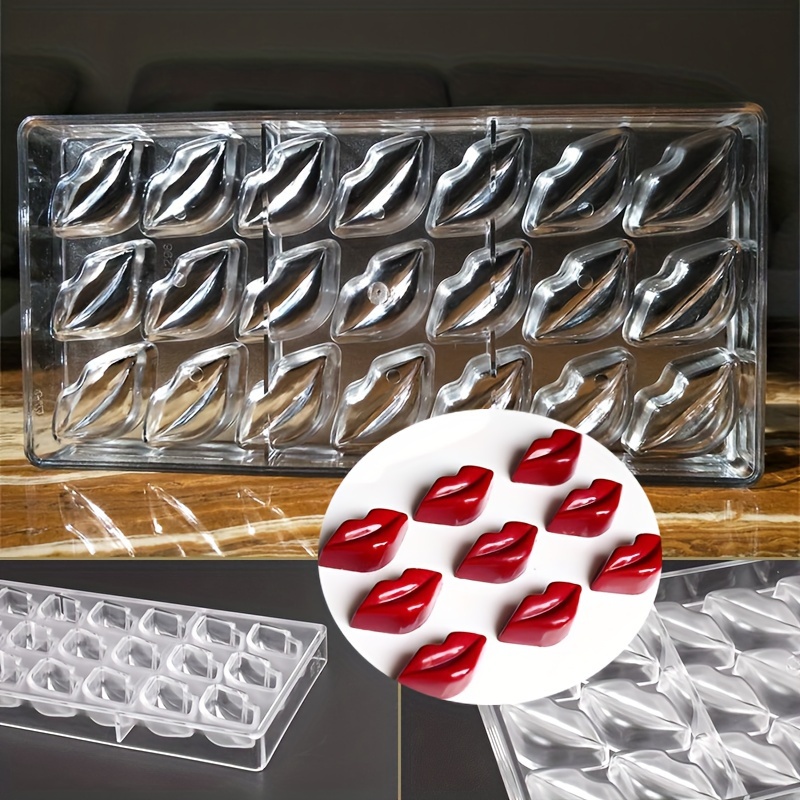 

21-cavity Lips Chocolate Mold, Plastic, For Making, Suitable For Christmas, Thanksgiving, Valentine's Day