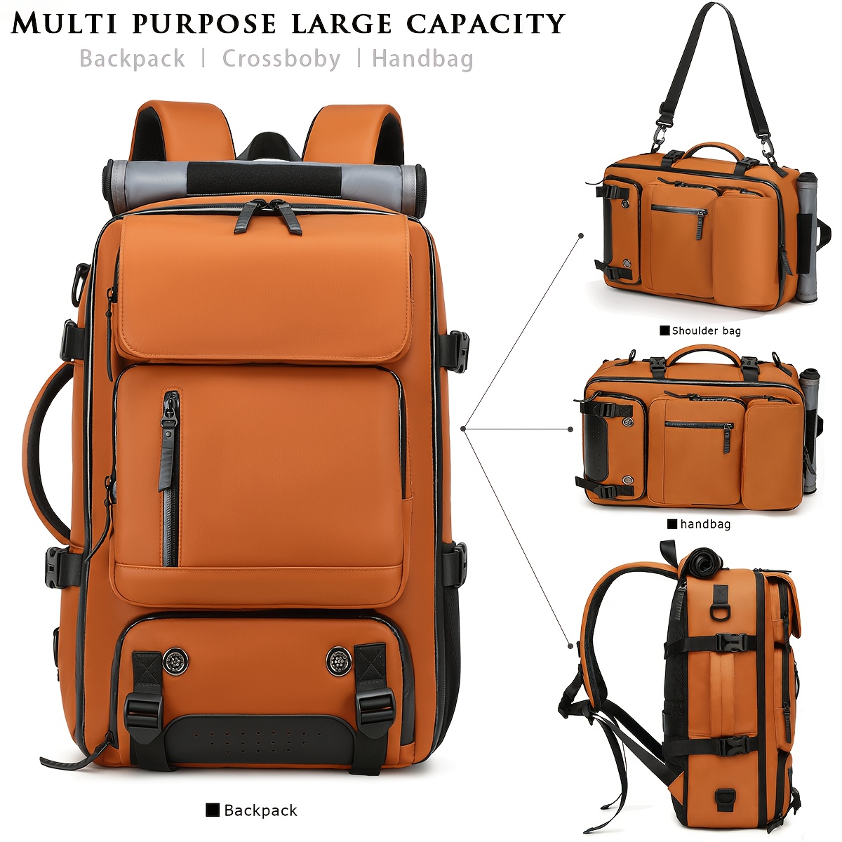 Business Men'S Vacuum Compression Backpack | Multi-functional Shoulder/Handbag, Laptop Compartment, Includes Pump, Ideal for Camping, Hiking, Daily Commute, Foldable, Lightweight, Peacock