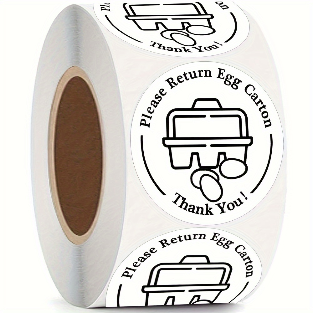 

Egg Carton Return Labels - Farm Fresh Eggs - 1.5" Diameter - 500 Pcs - Paper Material - English Text