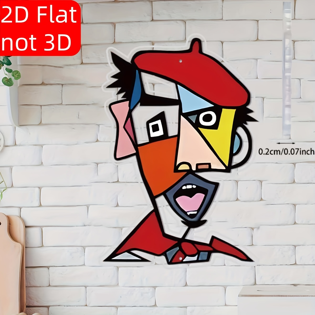 TEMU 2d Flat, 1pc Picasso Style Abstract Wall Sculpture - Modern Cubist Acrylic Plastic Suitable For Indoor/outdoor, Iconic Picasso For Living Room,