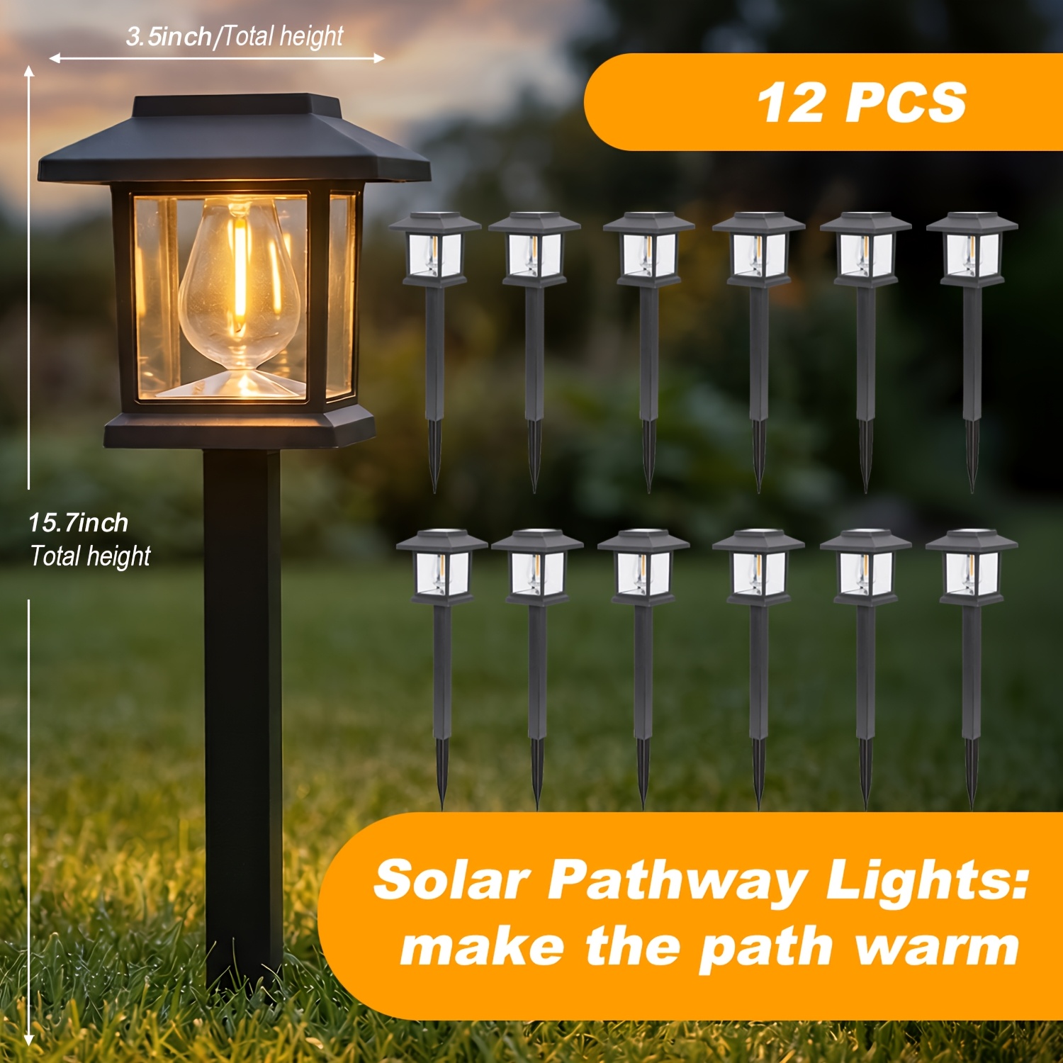 12pack solar pathway lights outdoor   led solar lights outdoor up to 12hrs auto on off garden decor for yard driveway walkway home mardi gras easter decor warm white   valentines decorations for home