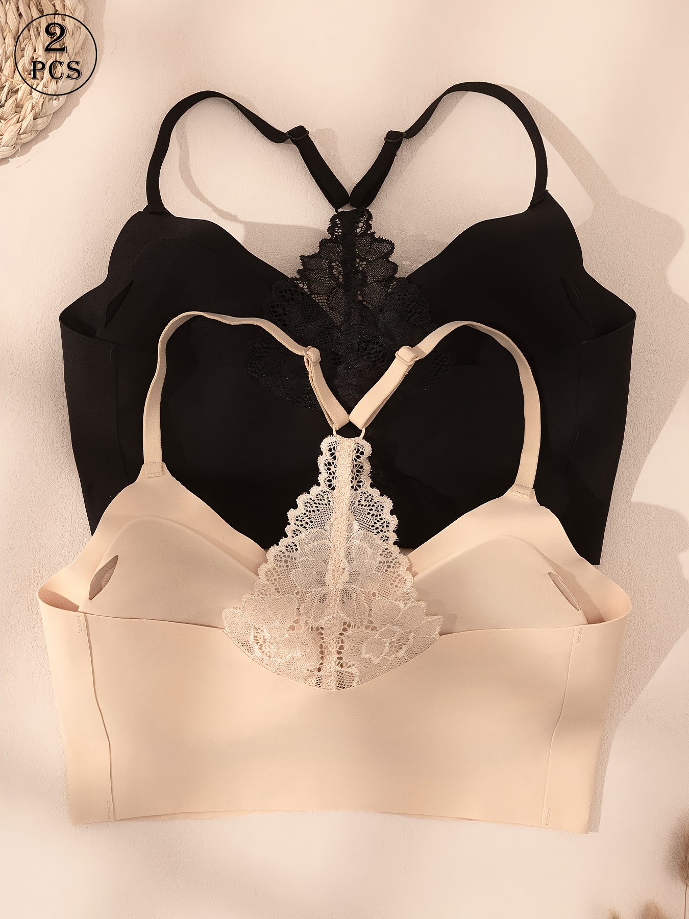 Two-Piece Set of Solid Color Bras in Multiple Colors