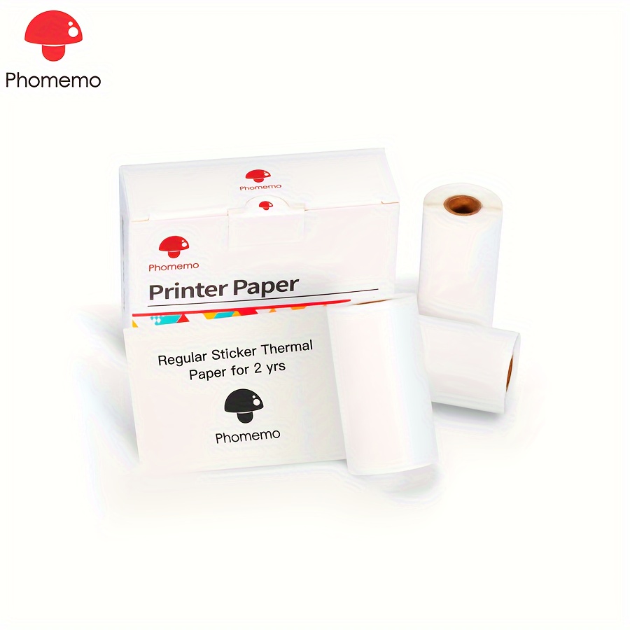 6Rolls T02 Printer Sticker Paper Thermal Paper 50mm 53mm White Colorful for  Phomemo Pocket T02 Mini Printer Thermal Printer