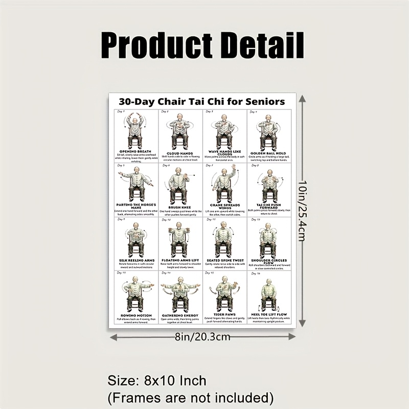 poster for   day chair tai   program   featuring a wall chart for seated exercises serving as a home fitness guide for elderly beginners
