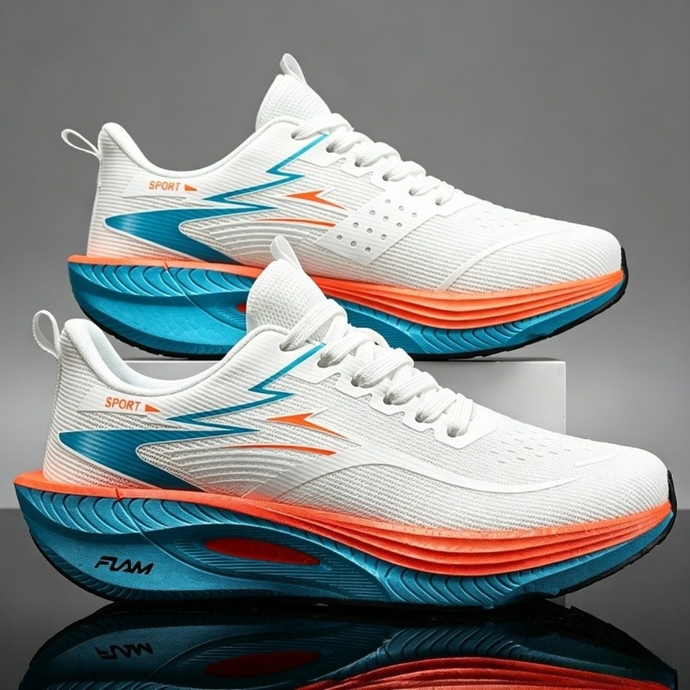Men'S Ultra-Light Casual Athletic Shoes, 5 Colors, Professional Marathon Running Shoes, Carbon Plate Cushioning Training Sneakers, Breathable Low-Top Design with Fluorescent Upper, TPR Sole Suitable for All-Season Training, Gym, Track And Field