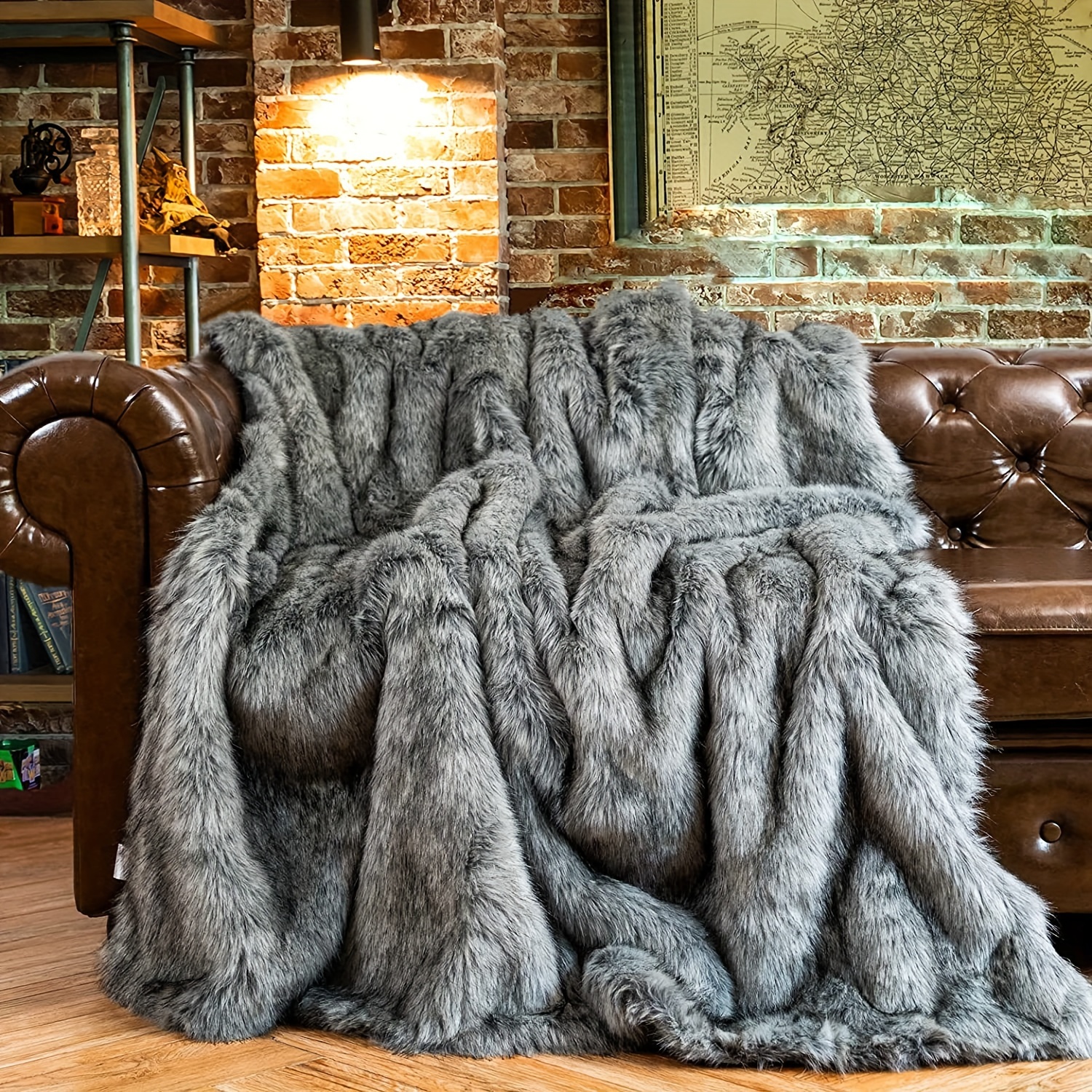 

Fox Fur Throw Blankets For Couch, Bed, Super Soft, Fluffy, Eelegant Fur Blanket Reversible To Plush Velvet