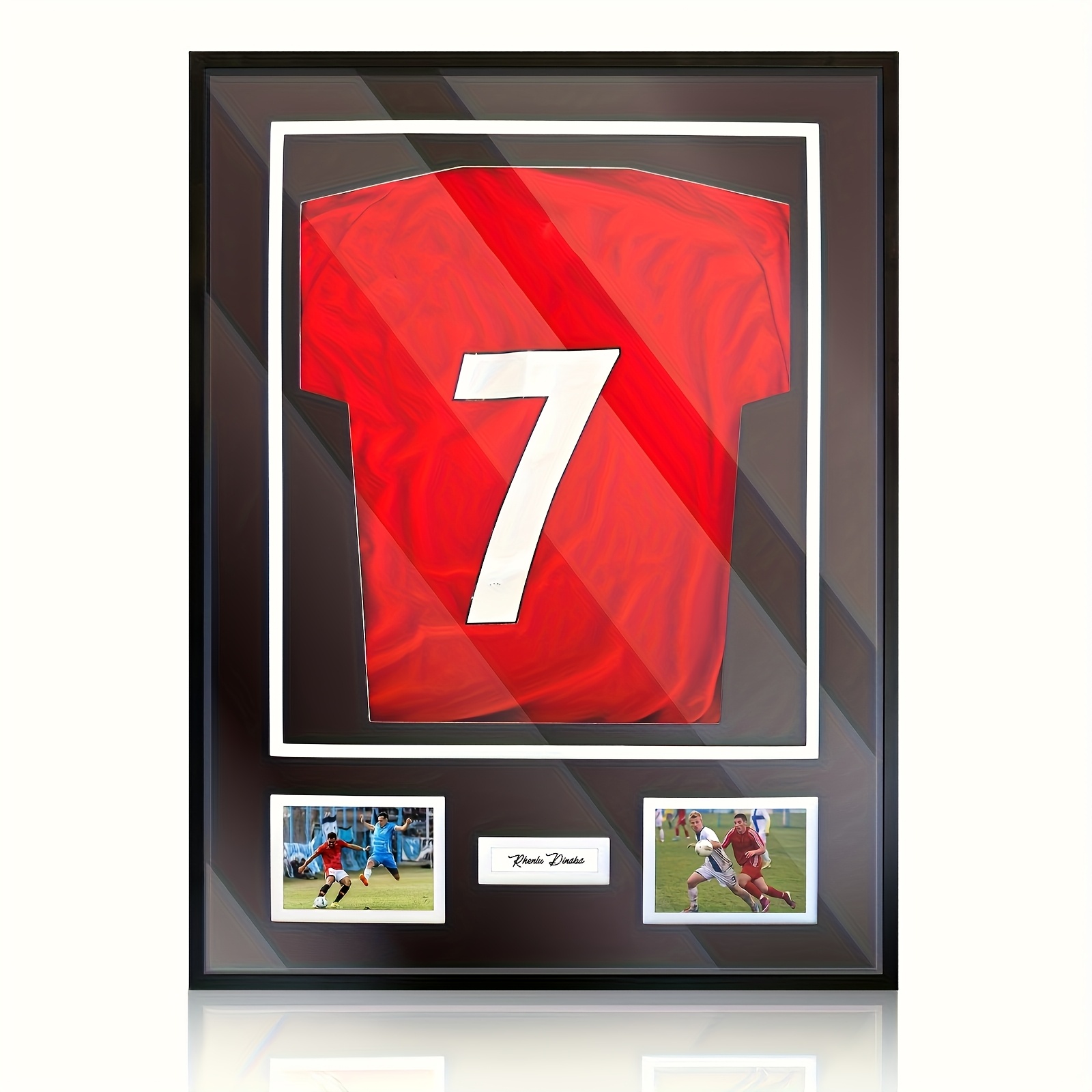 TEMU 60x80cm Jersey Frame Display Case Wooden Wall Mounted Matt Box For Baseball Basketball Football Soccer Shirt, Plus Displaying 2 's Photos And 1