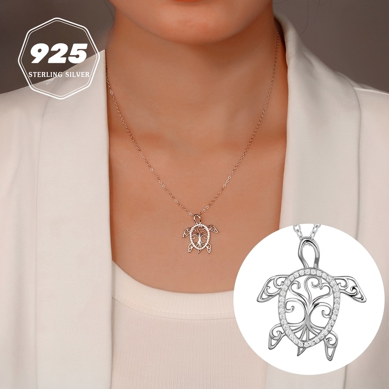 

Ins Wind Tree Necklace 925 Sterling Silver Wedding High-end Turtle Pendant Chain Halloween Thanksgiving 2.2g/0.078oz