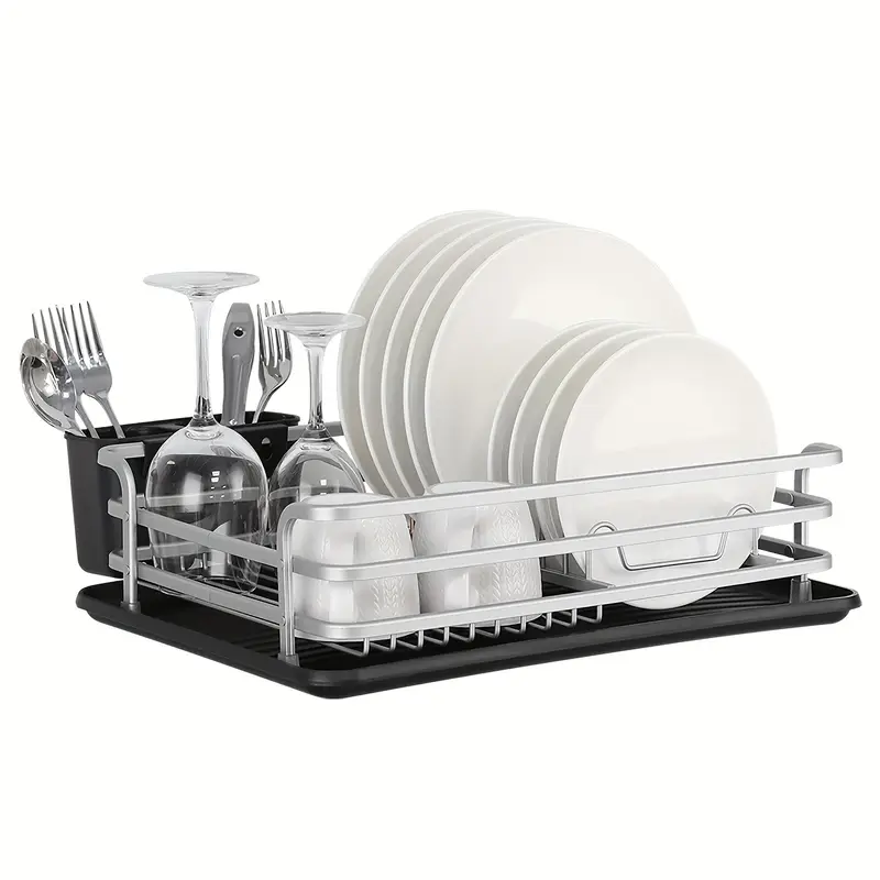 1pc aluminum dish rack dish drain rack detachable kitchen counter organizer above sink very suitable for storing dishes bowls cups and tableware dish drying rack Product details 9