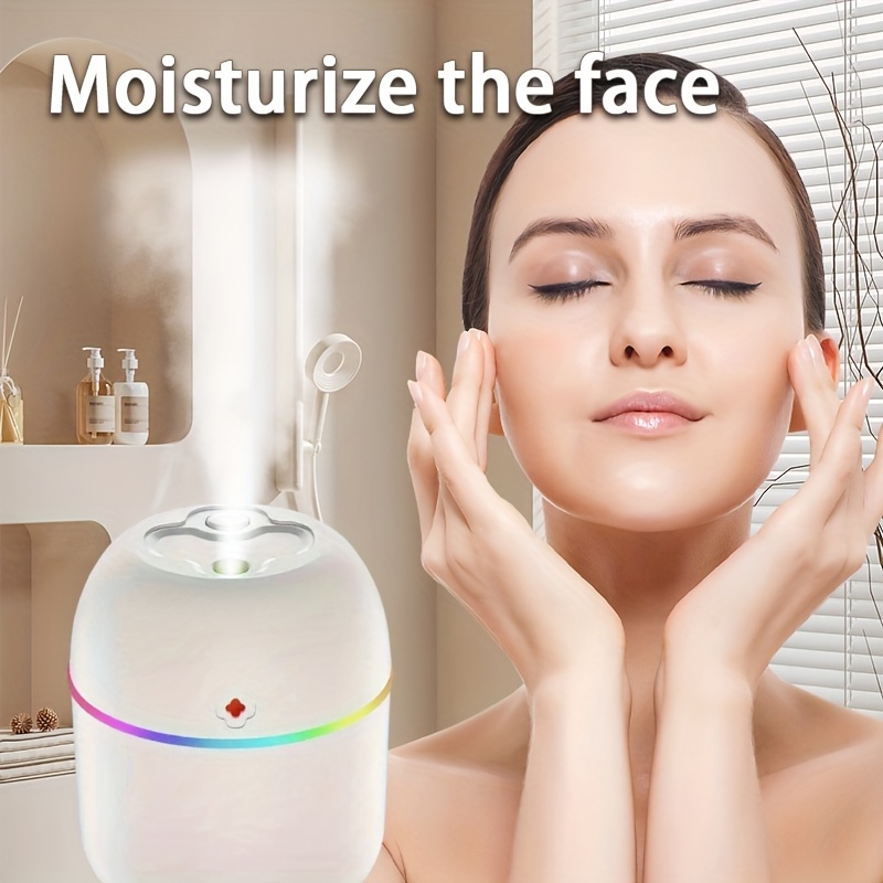 USB-Powered Humidifier - Modern White Design with Colorful Accents, Ideal for Bedroom, Living Room, Desk, and Car - Enhances Ambiance with Soft Glow, Bedroom Humidifier | Modern Humidifier | USB Powered Device, Humidifier for Home