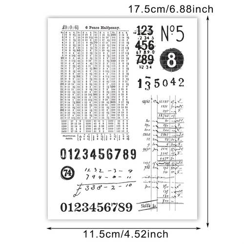 con números y estampados transparentes, estilo vintage para scrapbooking, manualidades, postales, tarjetas de felicitación y artesanías hechas a