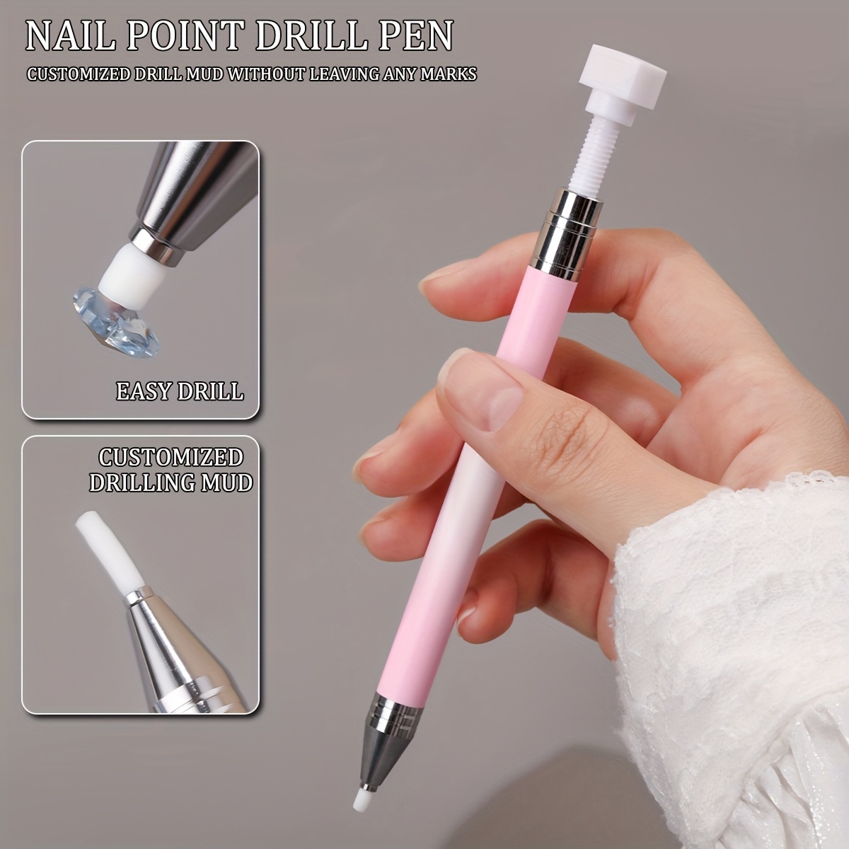 

[popular ] Kaniu Macaron Gradient Nail Art Pen With Self-adhesive Rotating Rhinestone Tool For Professional Salon Use, Dot Drill Pen, Portable