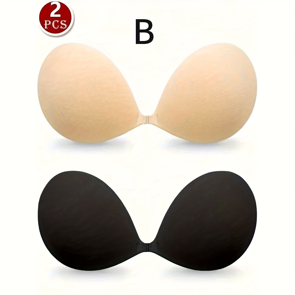 Image of 2pcs Tone-invisible Silicone Bra With Adhesive Hook Design, Fits Women's Underwear And Lingerie Accessories