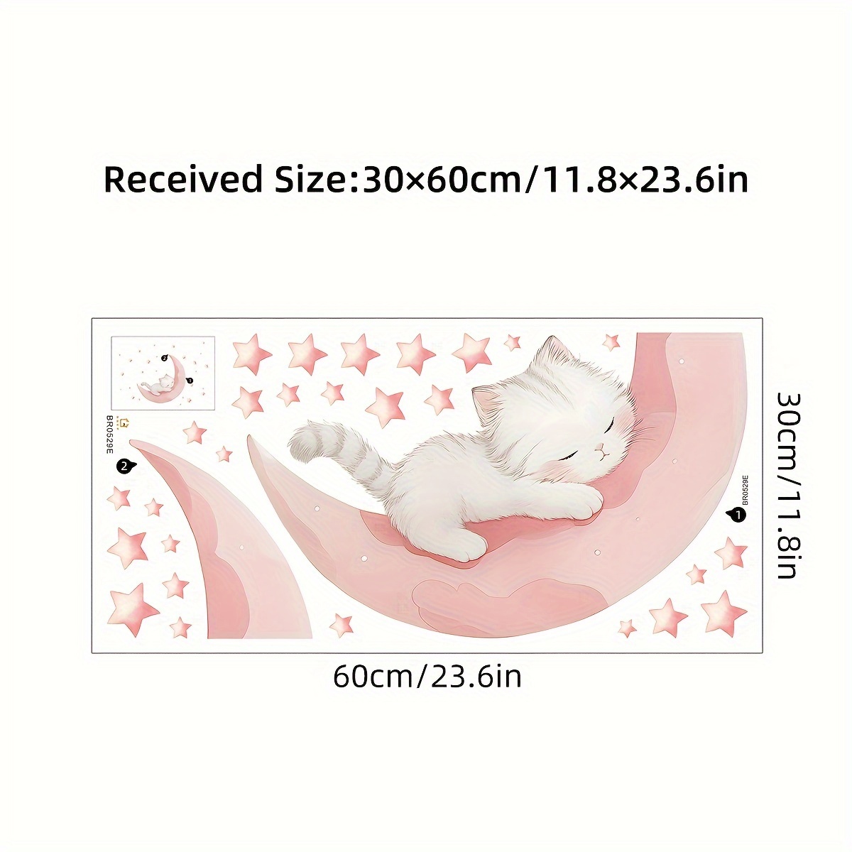 Stickers For Bedroom Entryway Living Room Porch Home Decoration Cat Sleeping On Moon Self Adhesive Wall Decals Background Wallpaper Wall Decor Stickers