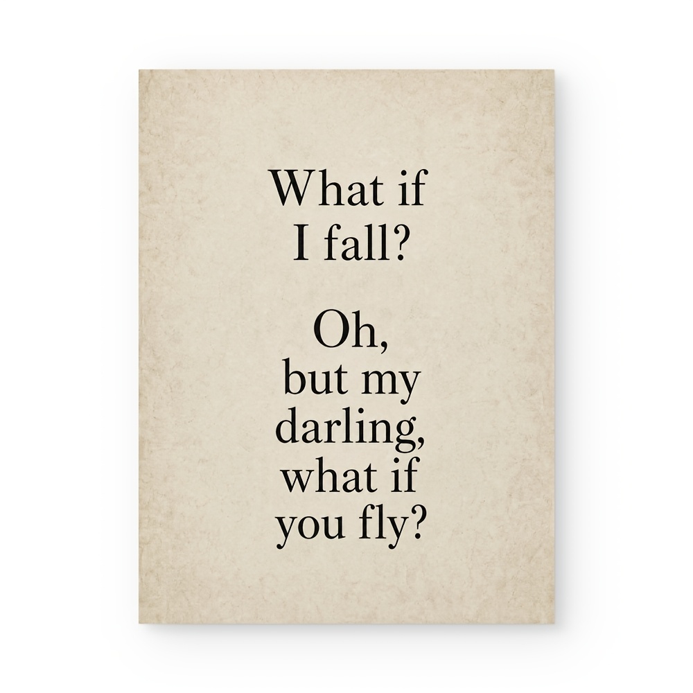 TEMU 2d Flat, Posters And Prints, I Fall Inspirational Quote Canvas Print, Vintage Paper Texture Motivational Text Wall Art, Neutral Beige Vintage